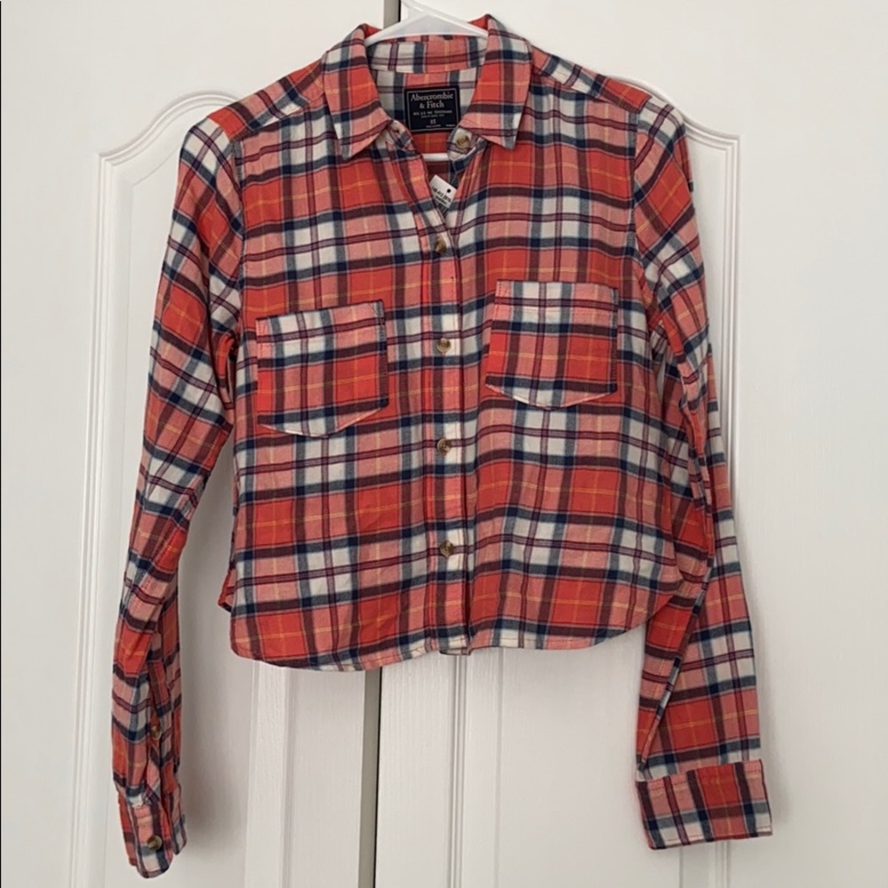cropped plaid button up